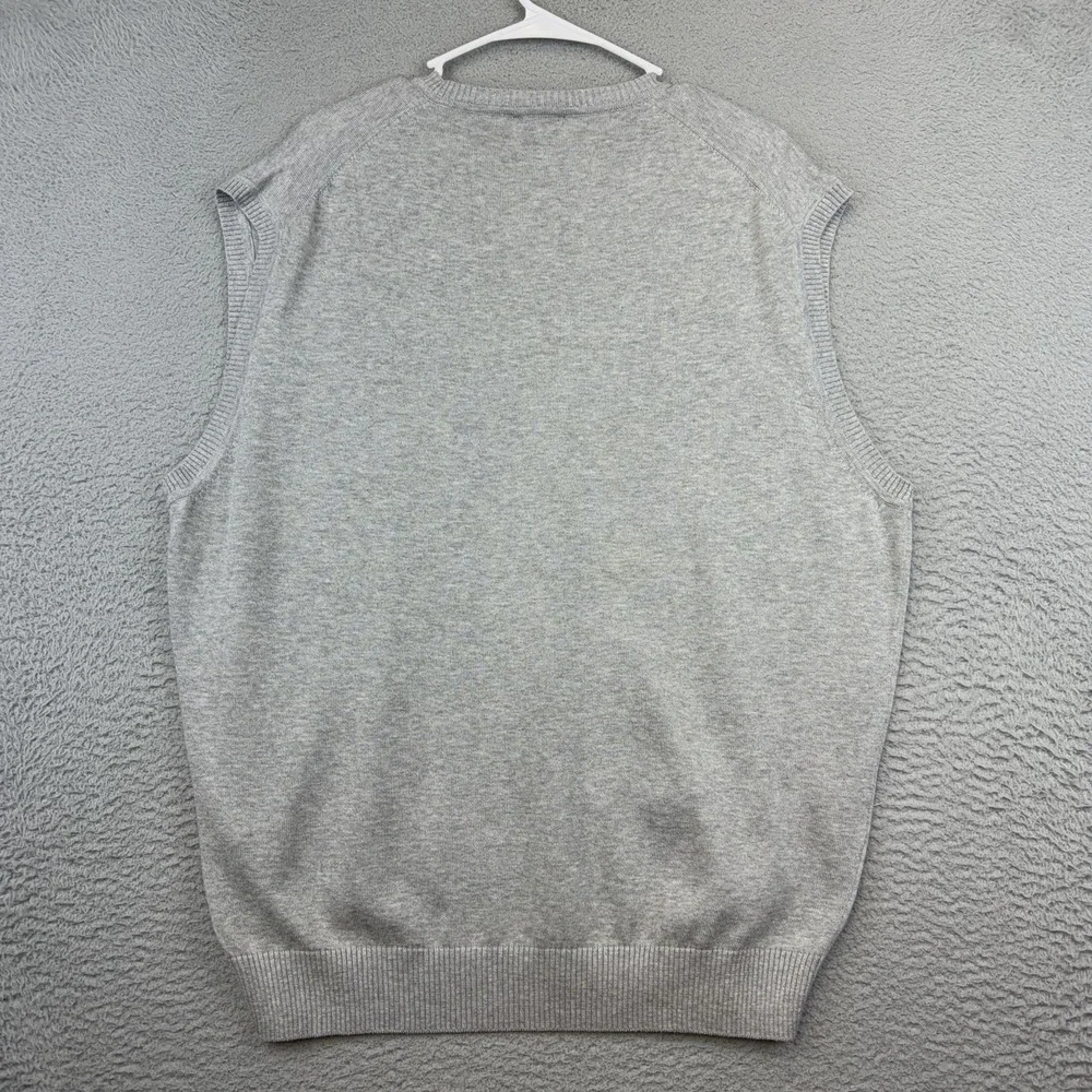 Jos A Bank Sweater Vest Mens XL Light Gray Heather Pima Cotton V Neck Knit